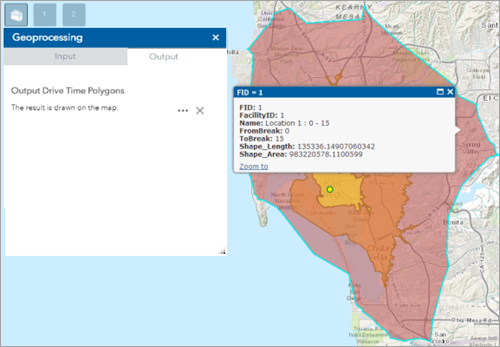 Geoprocessing output with attributes visible